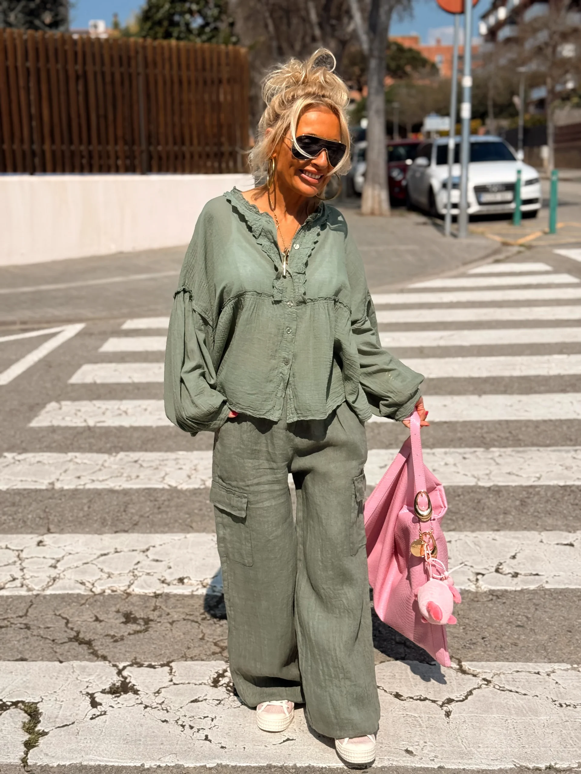 PANTALON LINO CARGO KAKI