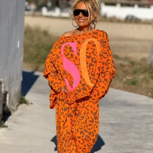 CAMISETA OVERSIZE ANIMAL PRINT NARANJA
