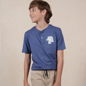 | Kids | Camiseta Cuello Henley Fondo Entro Color Índigo Ref. 247010625