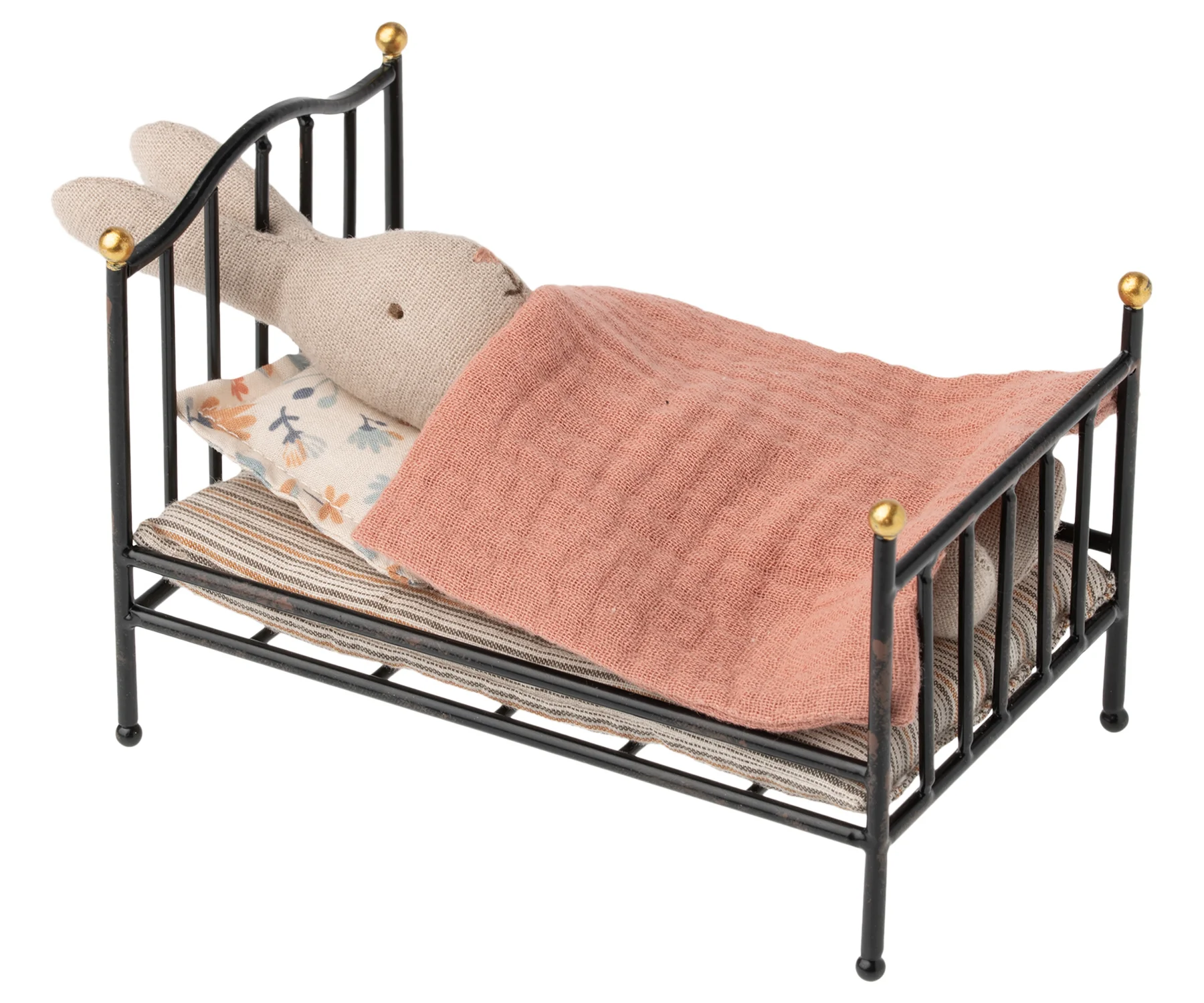 Cama de metal vintage para bebés - antracita