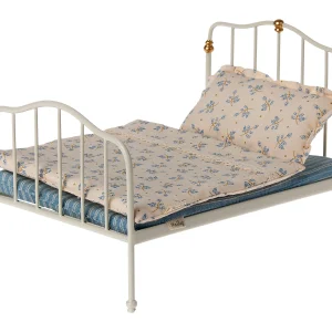 Cama de metal vintage para 2 ratones - blanco roto