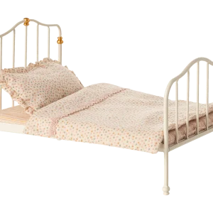 Cama metal vintage doble ratones - blanco roto