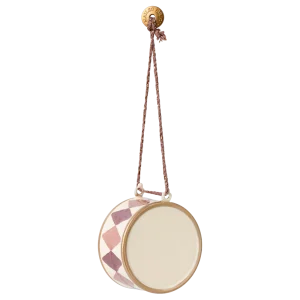 Adorno navideño de metal - tambor grande púrpura