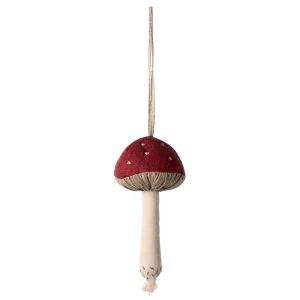 Adorno navideño de tela - seta roja puntos