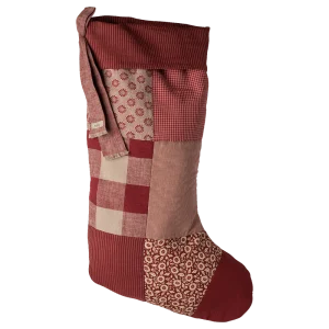 Calcetín navideño grande tela - rojo