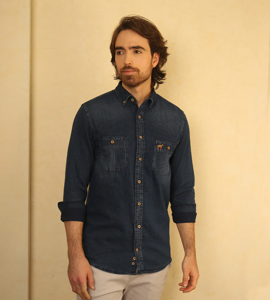 Camisa de Rayas M/L Azul índigo Oscuro Ref. 116010425 - Imagen 3