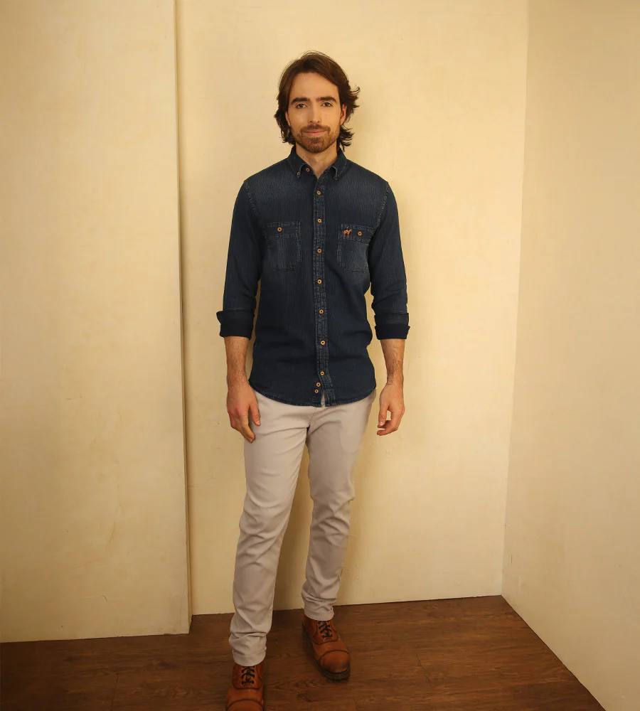 Camisa de Rayas M/L Azul índigo Oscuro Ref. 116010425 - Imagen 4