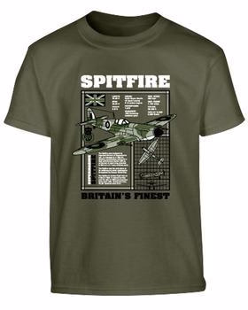 Polera Infantil Spitfire Kombat UK – Verde Oliva (12–13 años) | Camiseta Militar de Algodón