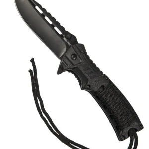 Navaja de una mano PARACORD M.FIRE STARTER Negra - MIL-TEC