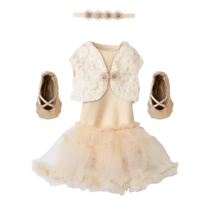 Maillot y falda crema con zapatos - talla 3