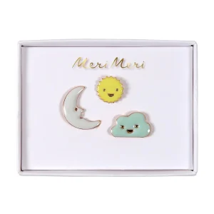 Set de pins - sol, nubes y luna