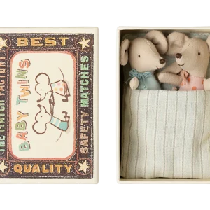 Ratoncitos mellizos en su caja - rosa y azul