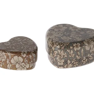 Set de 2 cajitas corazón - azul / ocre