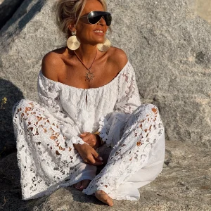 CONJUNTO PANTALÓN-BLUSA CHIARA LENCERO BLANCO