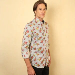 Camisa Estampada M/L Azul Oscuro Blanco Ref. 110010425