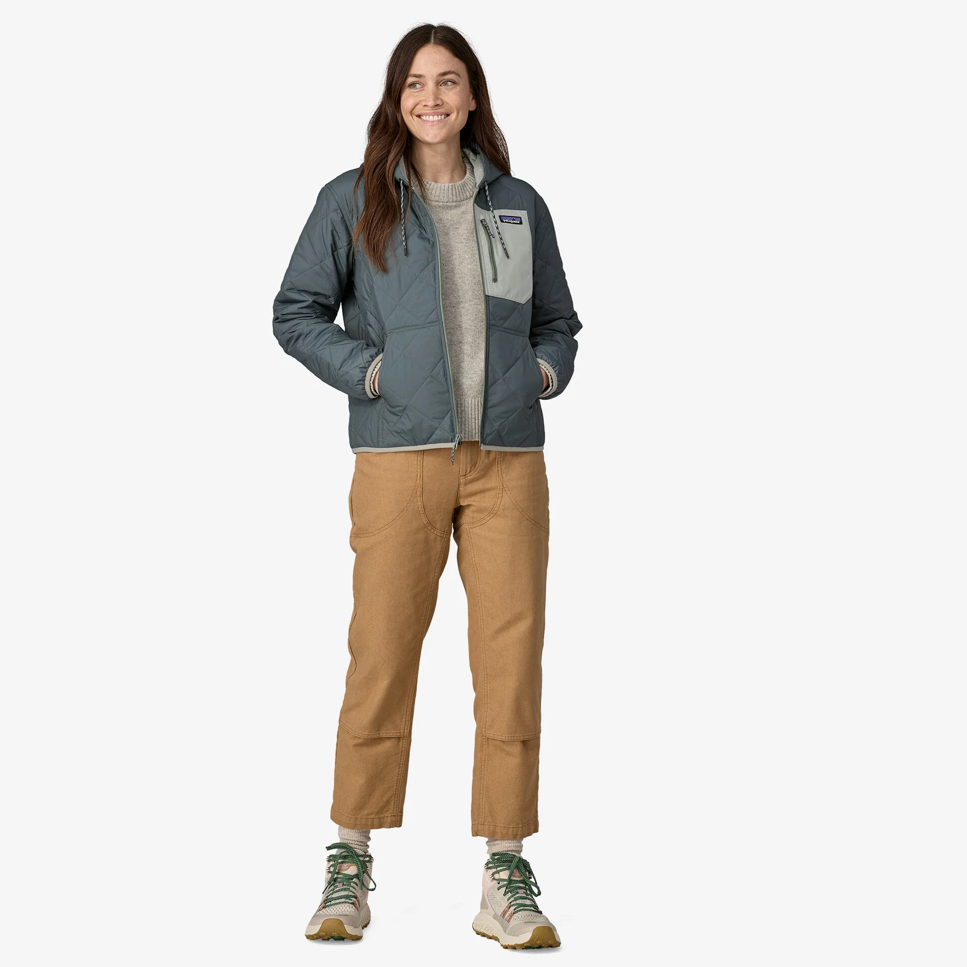 Chompa con Capucha Acolchada de Diamante para Mujer - Imagen 7