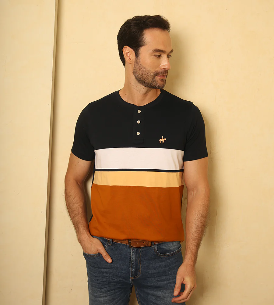 Camiseta Cuello Henley Azul Navy Ref. 148010325
