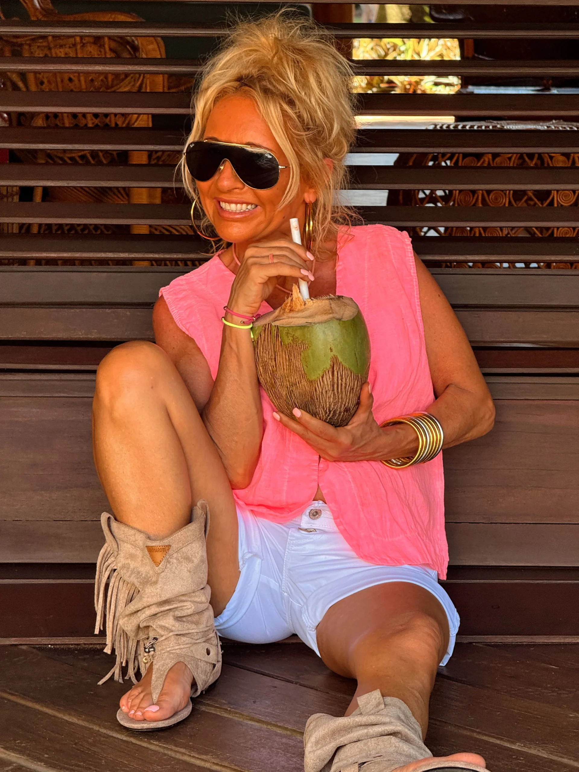 BOTAS-SANDALIAS FLECOS HIPPIE BEIGE - Imagen 6