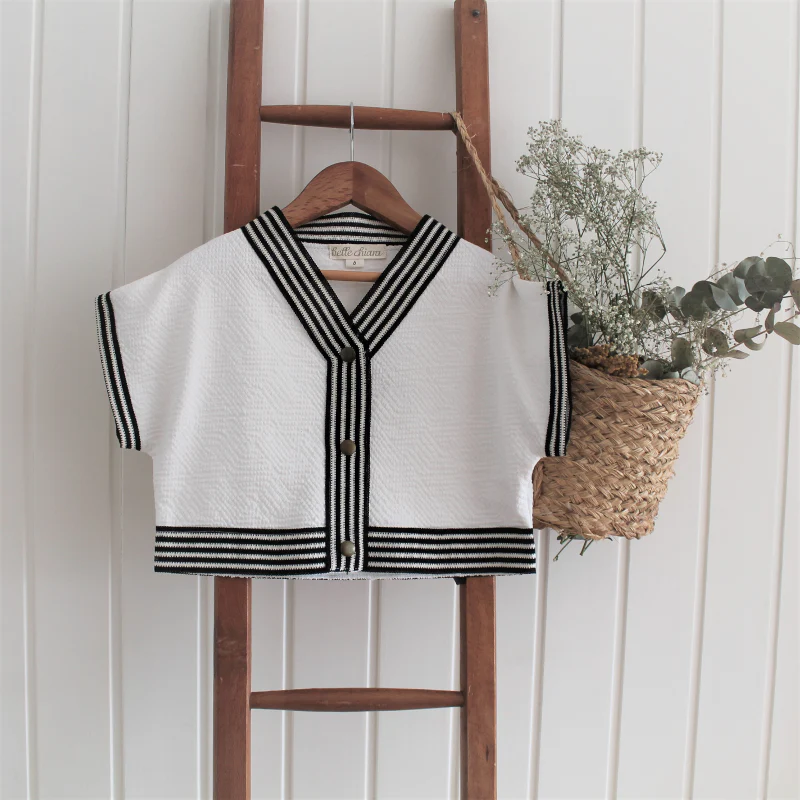 Chaleco en punto rombo crudo