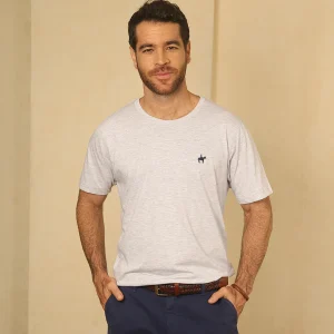 Camiseta Bordada Color Jaspe Gris Claro Ref. 152040325