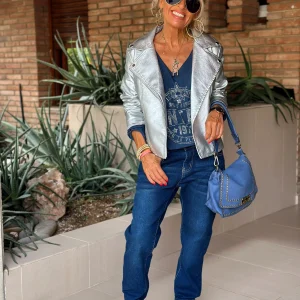 CAZADORA PERFECTO PLATEADO