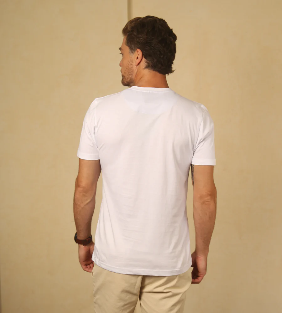 Camiseta Cuello Henley Rayas Color Blanco Ref. 146010625 - Imagen 3