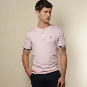 Camiseta F/E Cuello Henley Rosado Claro Ref. 147021025