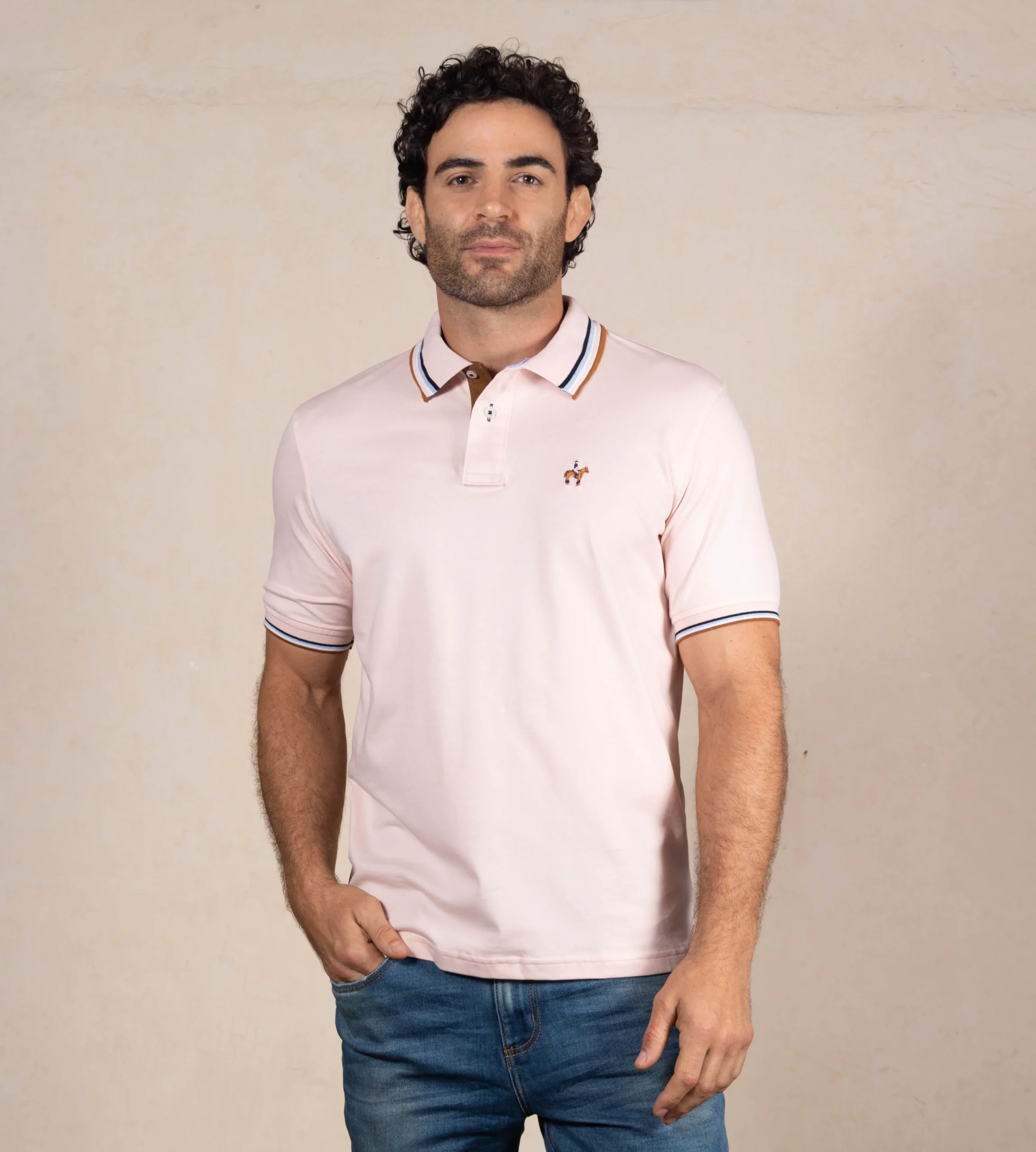 Polo Contraste Color Rosado Claro Ref. 130301225