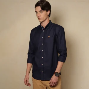 Camisa Fondo Entero M/L Color Azul Oscuro Ref. 115070825