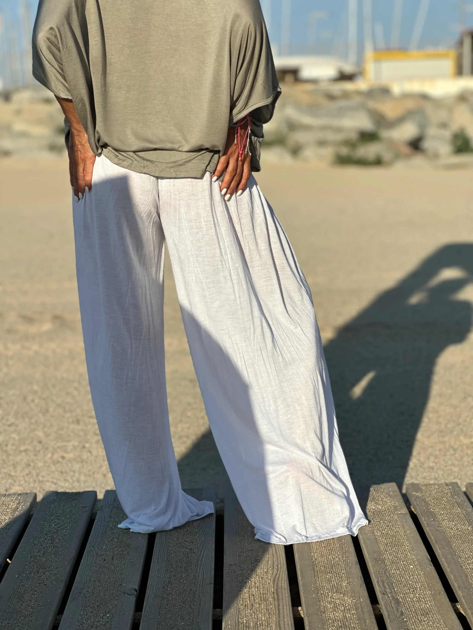 CONJUNTO OVERSIZE TÚNICA-PANTALON AMELIE TOPO-BLANCO - Imagen 8