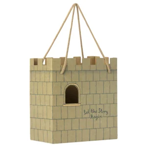 Castillo de cartón - bolsa rígida con asas de cuerda