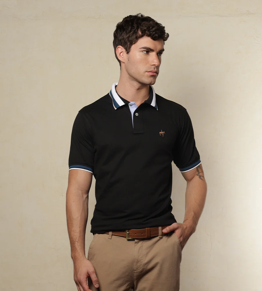 Polo Contraste Color Negro Ref. 130021025 - Imagen 3