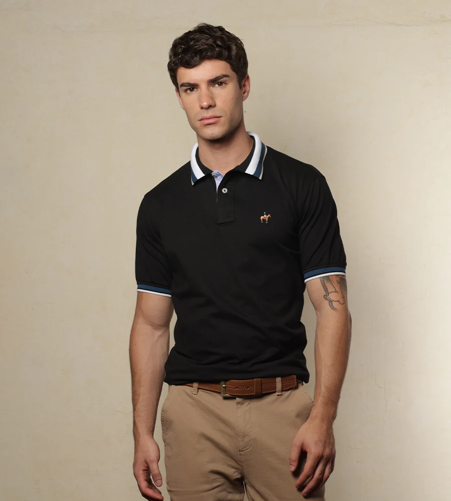 Polo Contraste Color Negro Ref. 130021025
