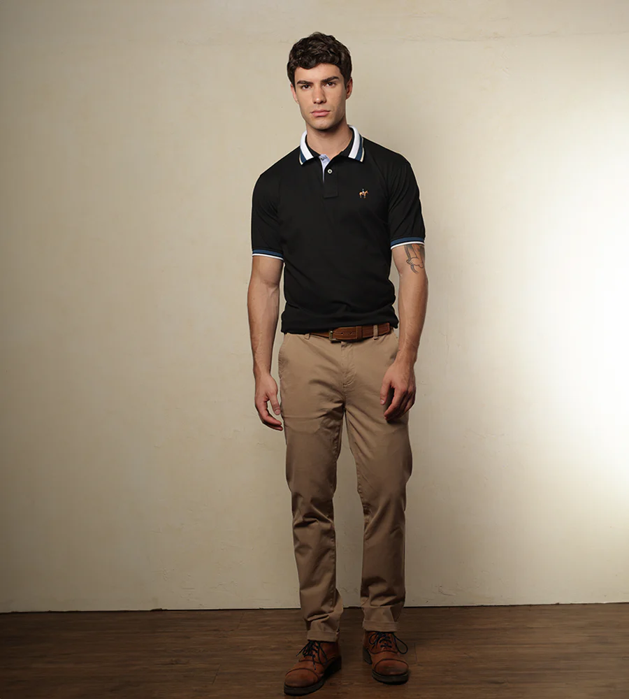 Polo Contraste Color Negro Ref. 130021025 - Imagen 4