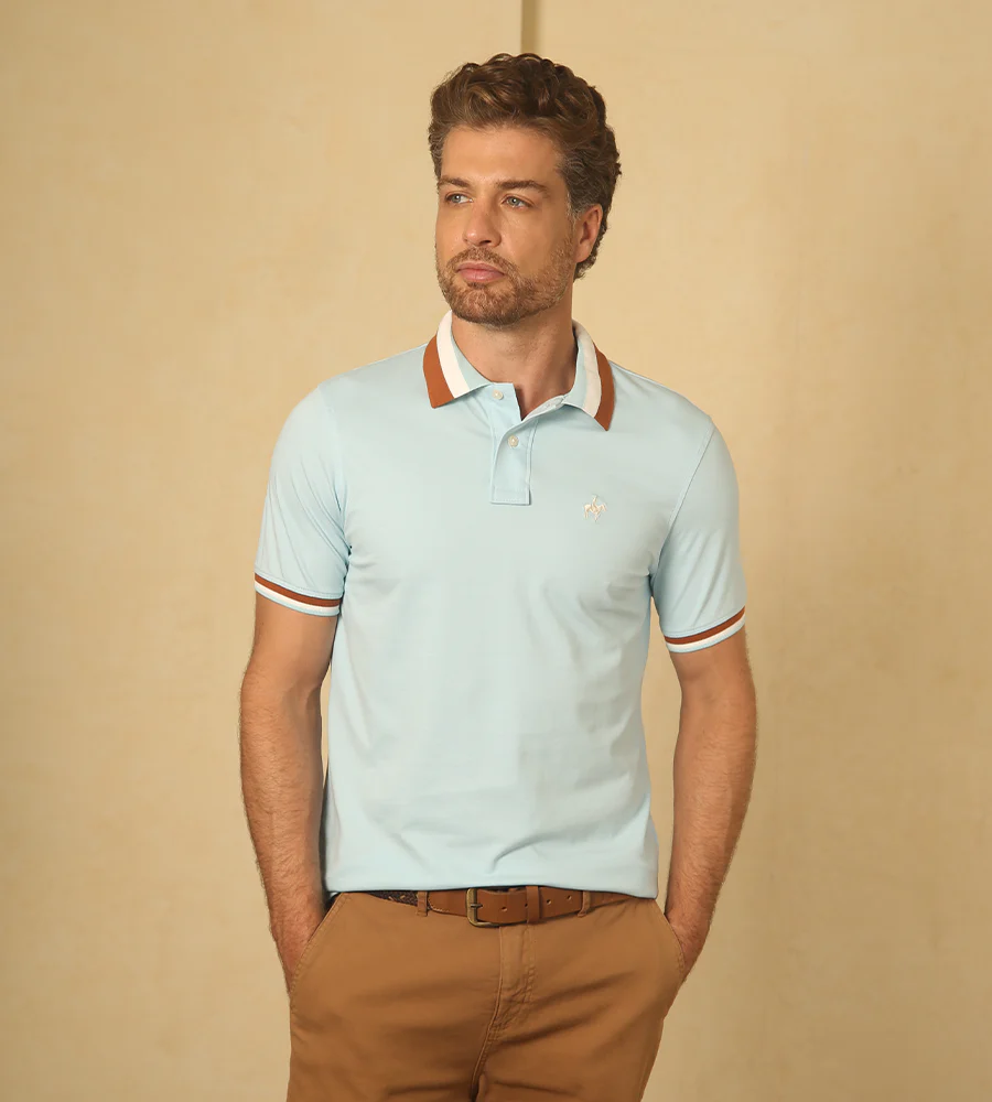 Polo Contraste Color Azul Claro Ref. 130040625 - Imagen 3