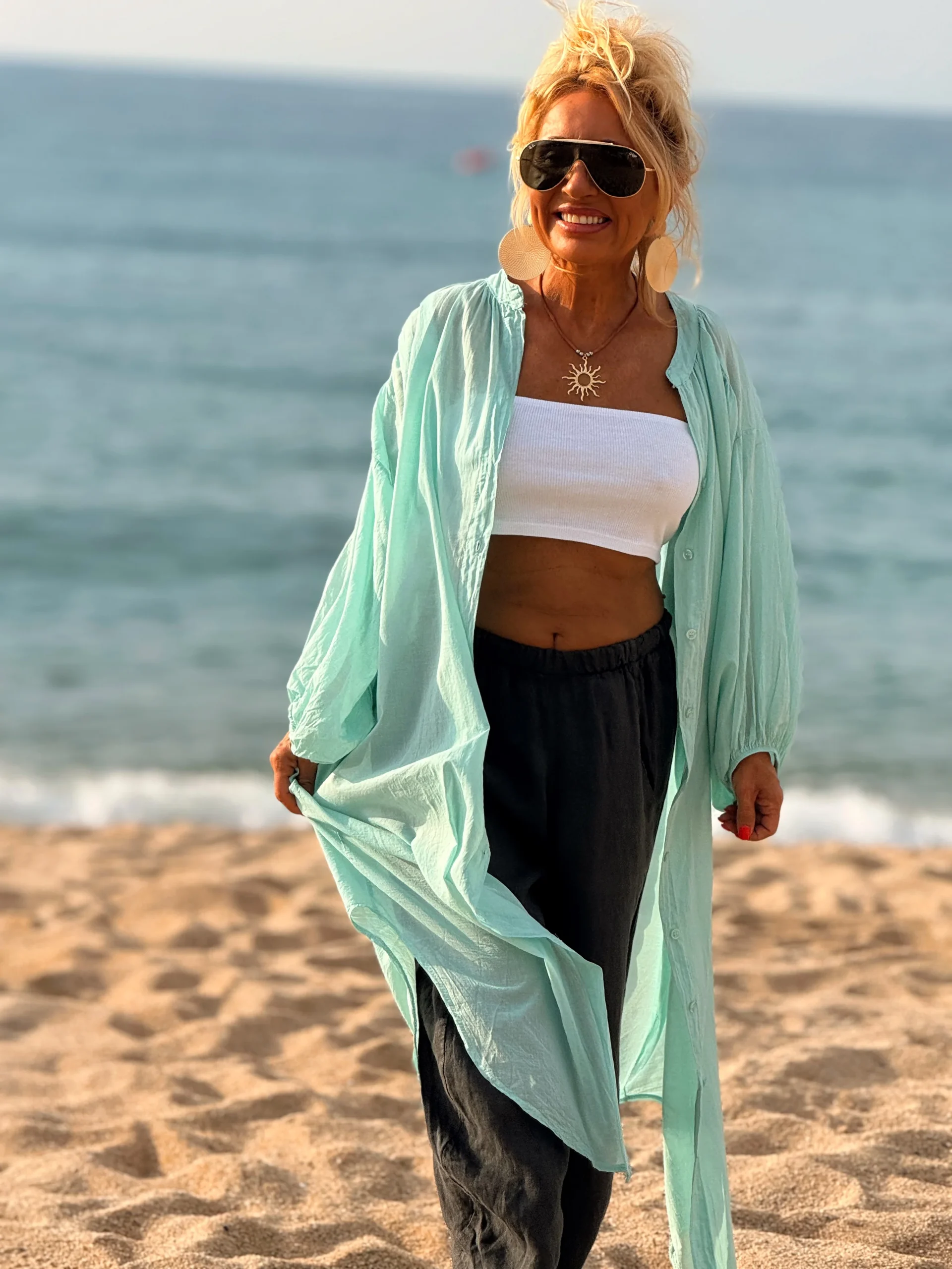 CAMISA TUNICA LARGA OVERSIZE ALEXIA MULTICOLOR - Imagen 8