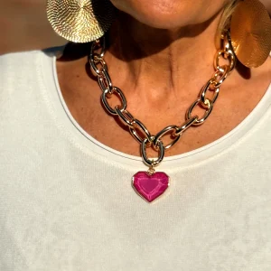 CADENA CON CORAZON MULTICOLOR