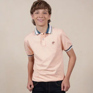 | Kids | Polo Contraste Color Naranja Claro Ref. 230021125