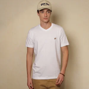 Camiseta Bordada Cuello V Color Blanco Ref. 153010625