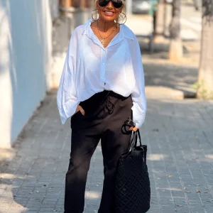 PANTALON CON CORDON BENJAMIN NEGRO