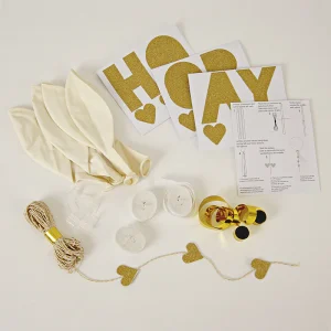 Kit para globos blanco y dorado