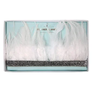 Tocado de plumas blanco y plata