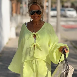 CHAQUETA NAEL CON LAZOS AMARILLO