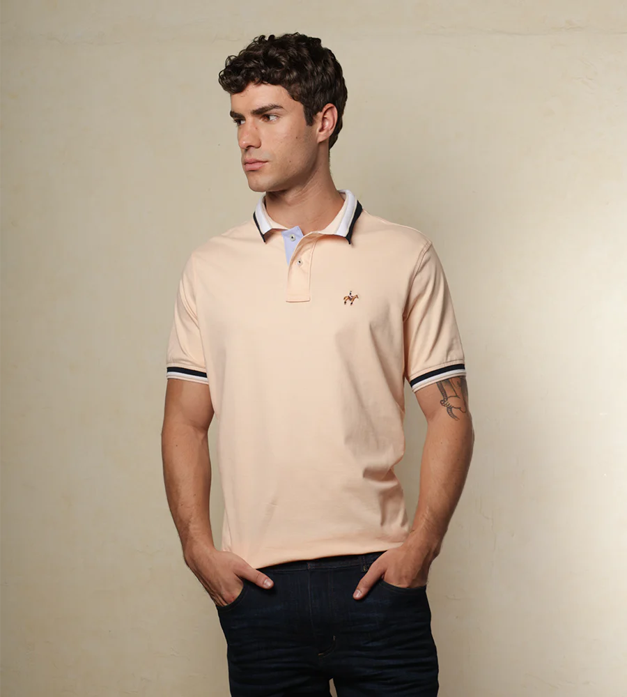 Polo Contraste Color Naranja Claro Ref. 130031125
