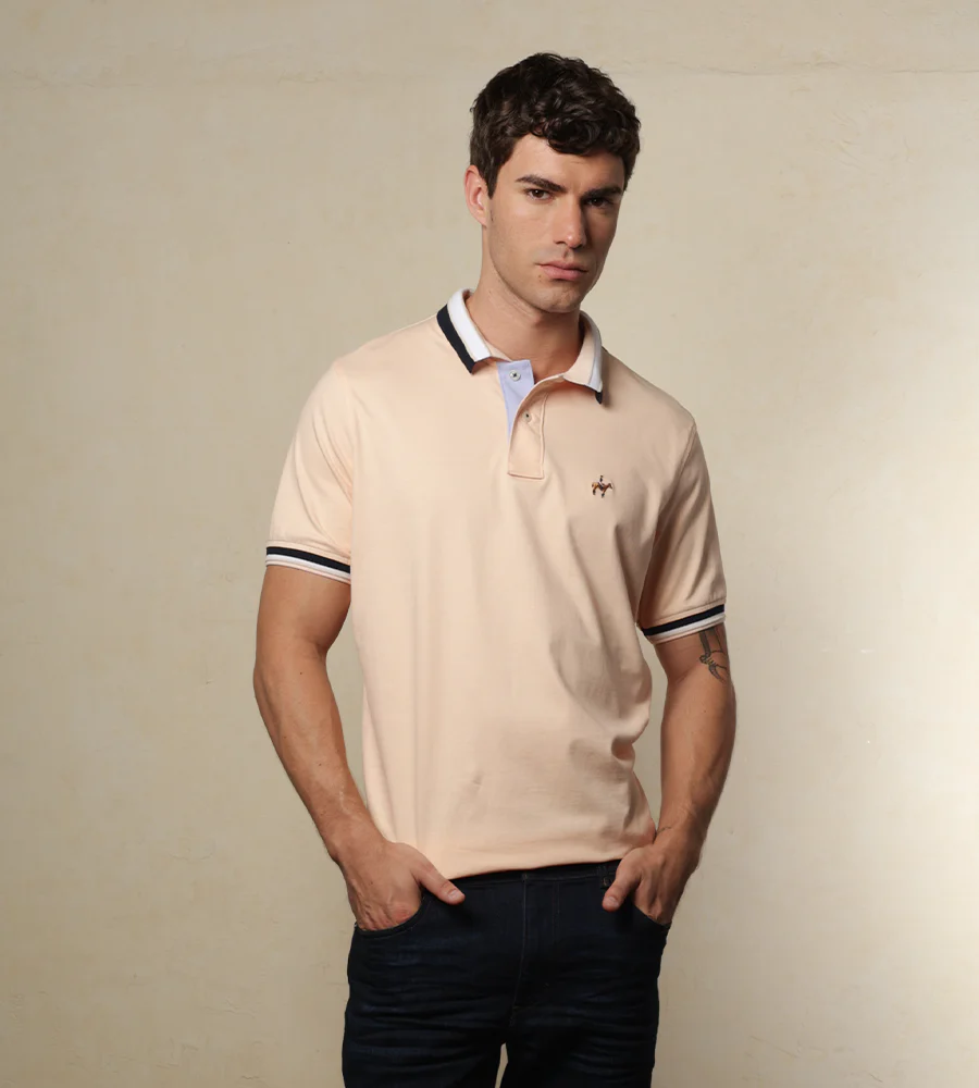 Polo Contraste Color Naranja Claro Ref. 130031125 - Imagen 3