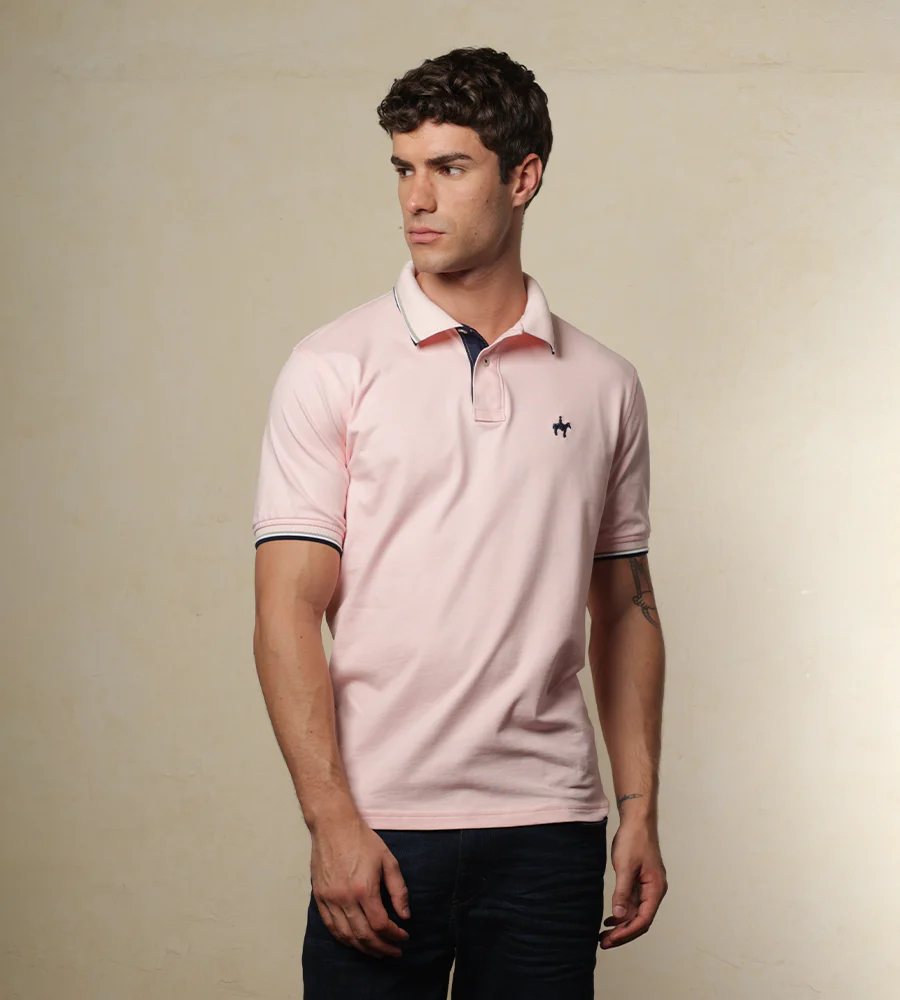 Polo Contraste Color Rosado Claro Ref. 130021125