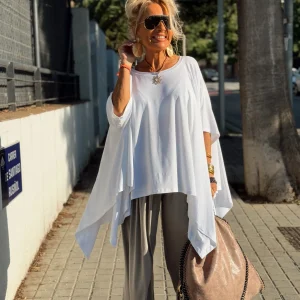 CONJUNTO OVERSIZE PANTALÓN-TÚNICA JADE TOPO-BLANCO