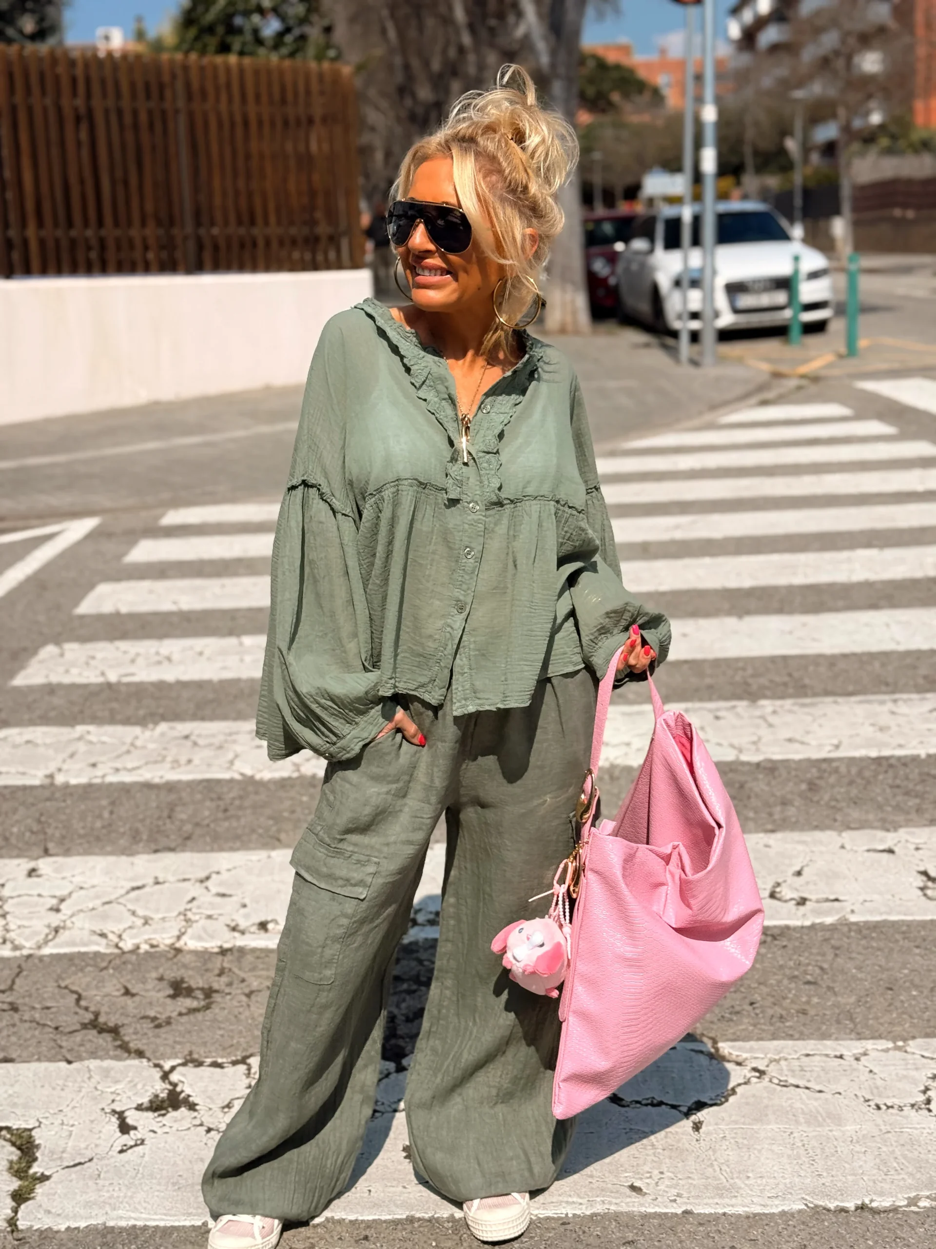 PANTALON LINO CARGO KAKI - Imagen 7