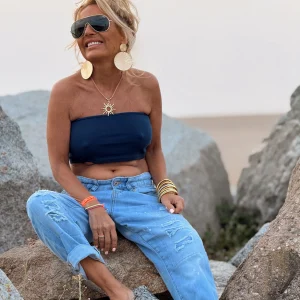 TOP BANDA LISA AZUL MARINA