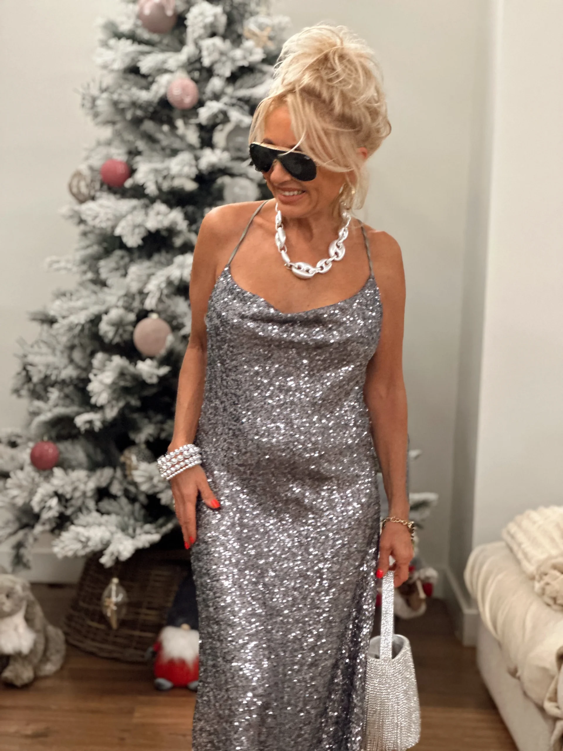 VESTIDO LENTEJUELAS GRIS - Imagen 4